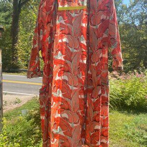 100% Cotton Robe pockets tie waste Orange print India